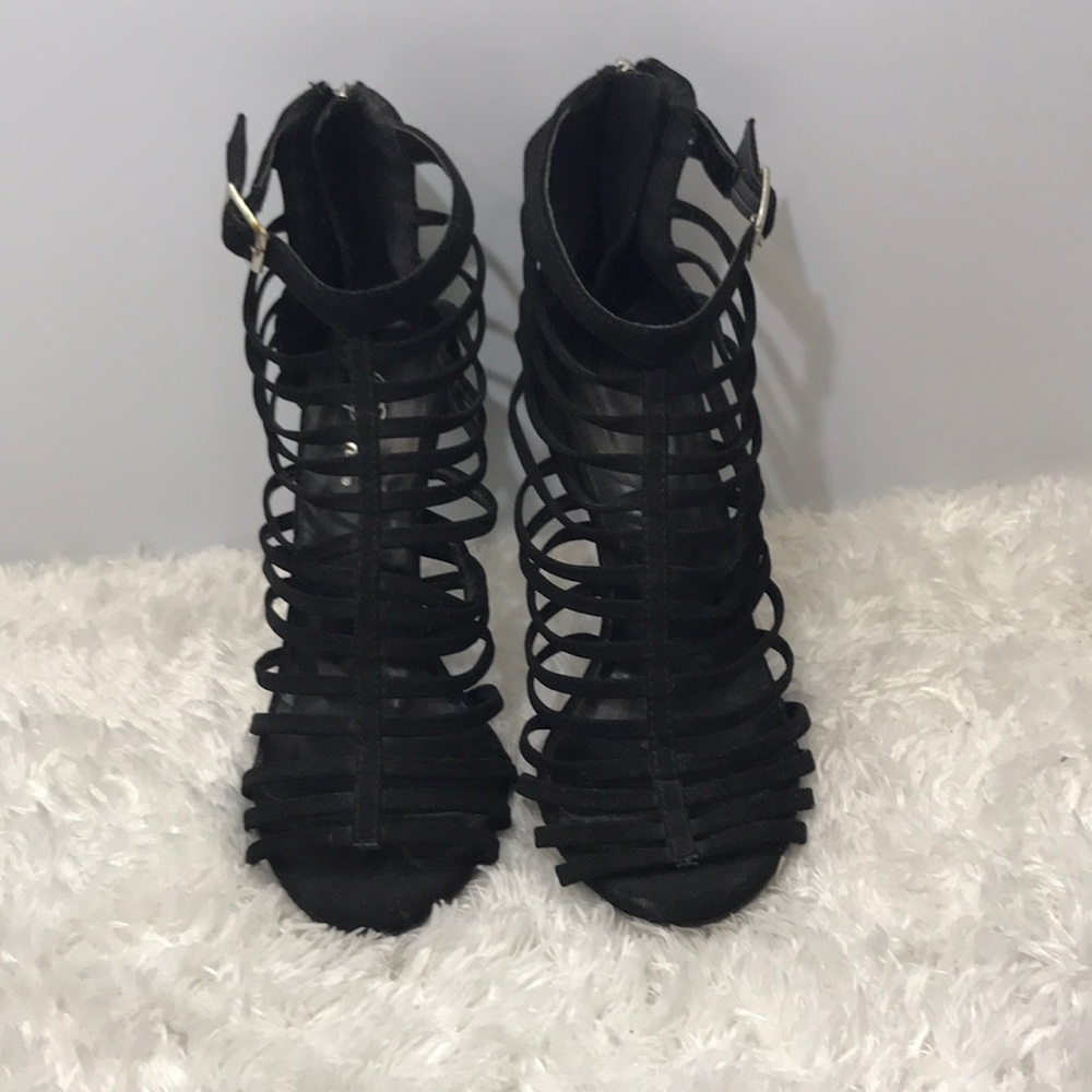 Black cage heels